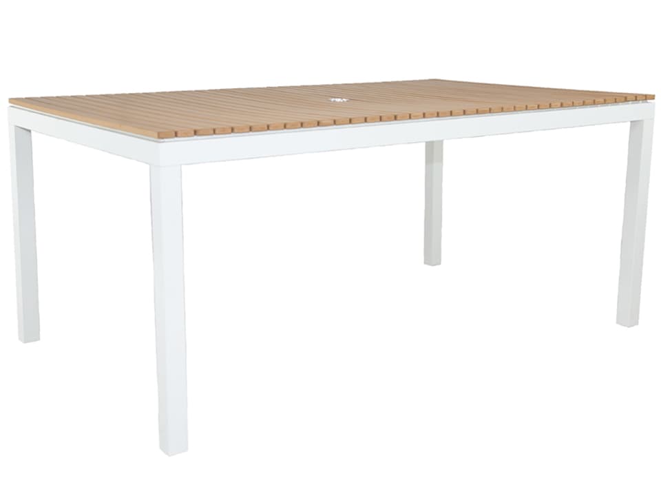 Riviera Rectangular Resin Top Dining Table with Aluminum Frame in White