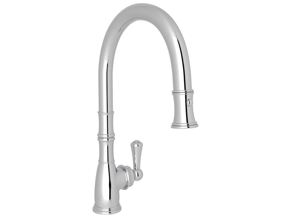 Georgian Era Pull-Down Kitchen Faucet in Polished Chrome