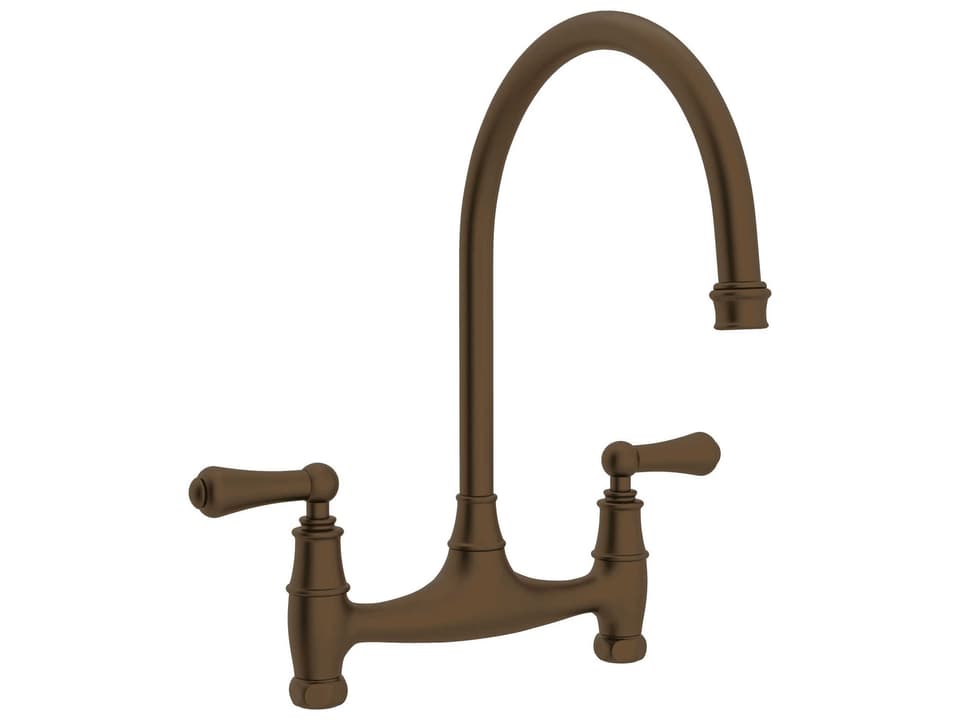 Georgian Era Bridge Kitchen Faucet in English Bronze with Lever Handles