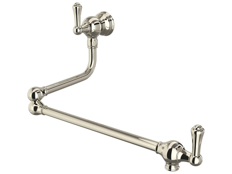 Edwardian Wall Mount Swing Arm Pot Filler in Polished Nickel
