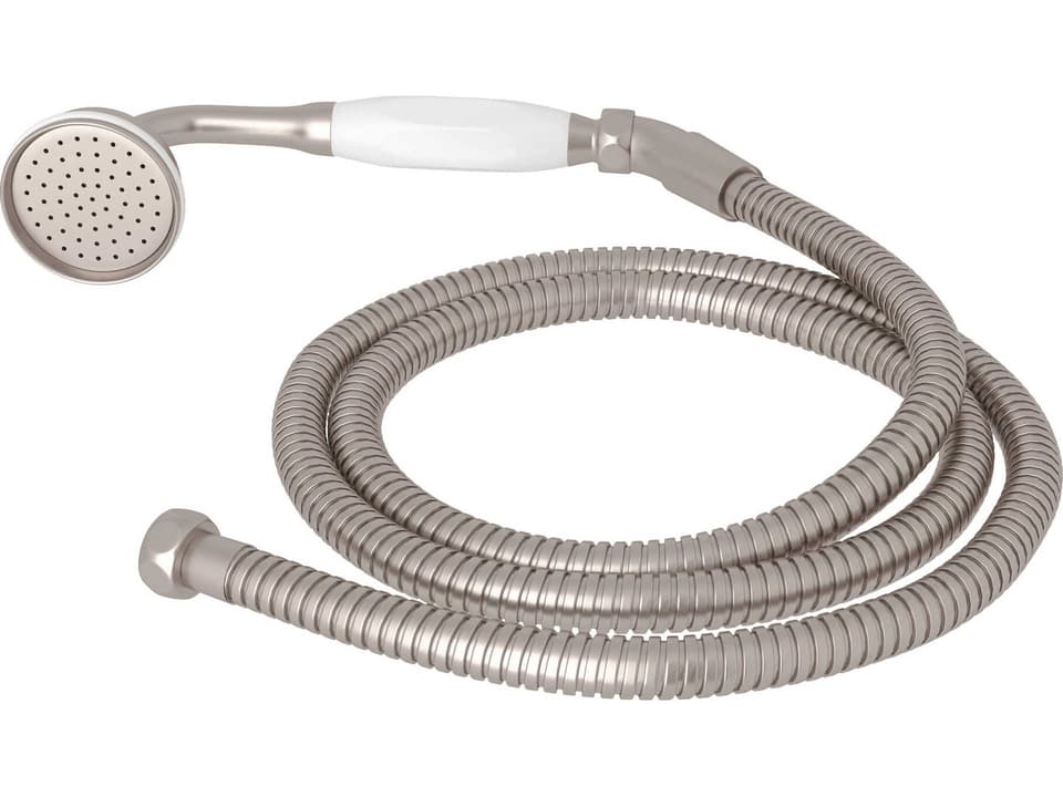 Traditional Inclined Handshower Set with Porcelain Handle in Satin Nickel