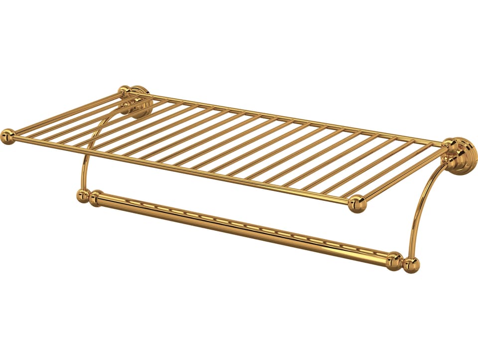 Edwardian Wall Mount Towel Shelf in English Gold