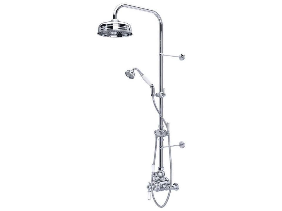 Edwardian Polished Chrome Thermostatic Shower System with Lever Handles