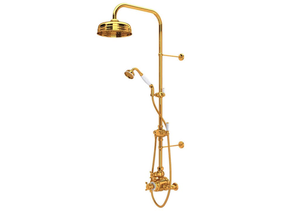 Edwardian Exposed Thermostatic Shower System English Gold