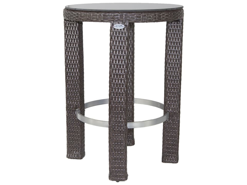 Signature Round Bar Table with Glass Top in Signature Brown