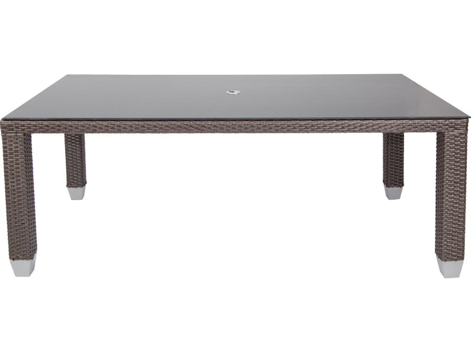 Signature Rectangle Dining Table with Glass Top and Umbrella Hole