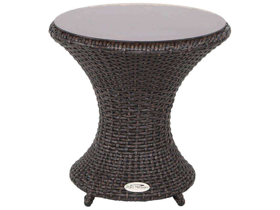 Vallejo Wave Round 18-Inch End Table with Glass Top in Brown