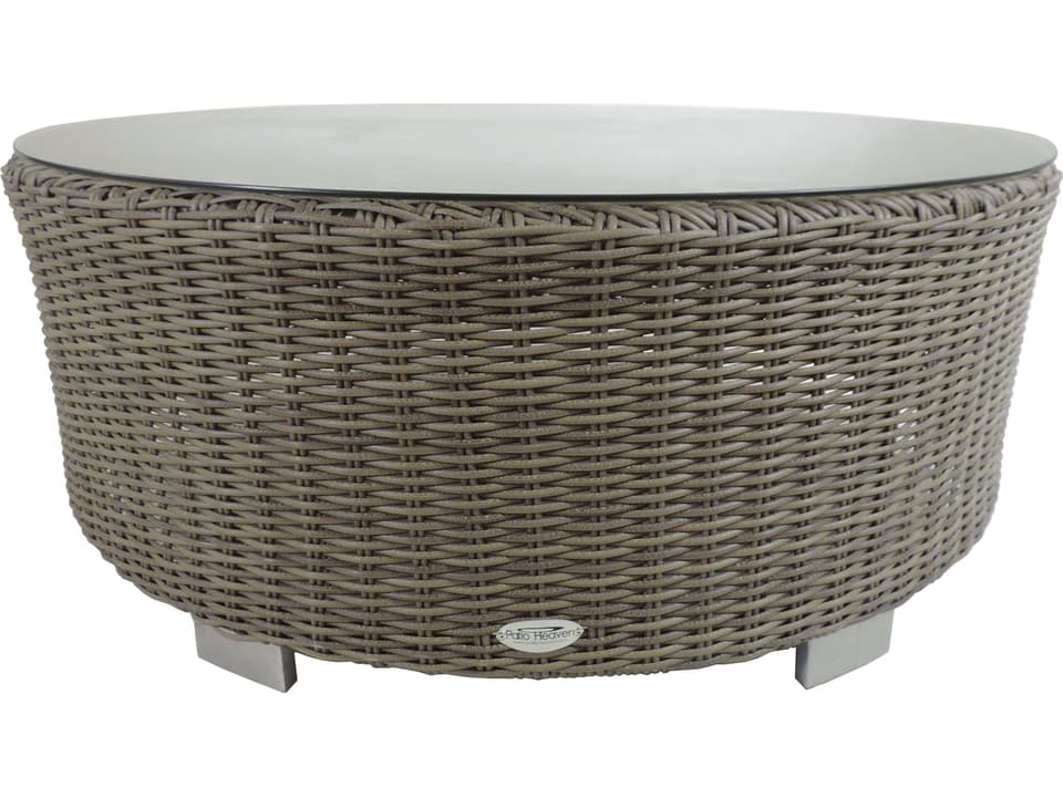 Vallejo 42-Inch Round Wicker Coffee Table in Grey