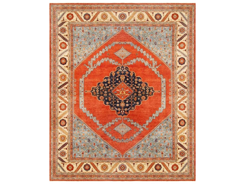 Serapi Bordered Hand-Knotted Lamb's Wool Area Rug