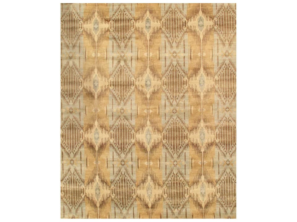 Ikat Collection Hand-Knotted Lamb's Wool Area Rug in Grey and Light Blue