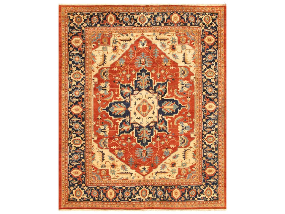 Serapi Collection Hand-Knotted Wool Area Rug with Border Design