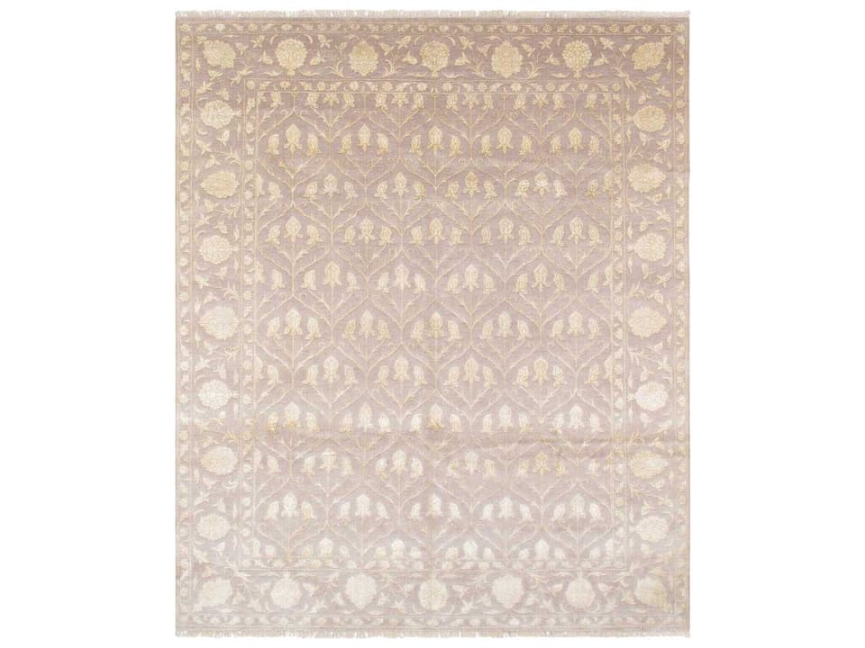 Baku Bordered Hand-Knotted Silk and Wool Area Rug