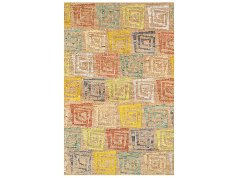 Sumak Geometric Hand-Spun Hemp and Sari-Silk Flatweave Area Rug