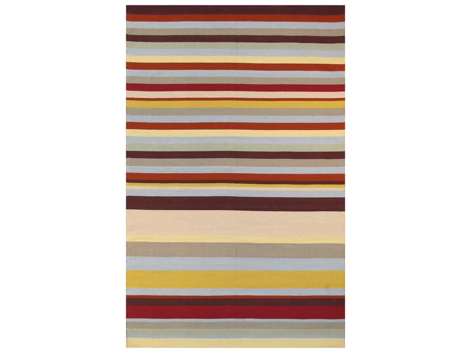 Anatolian Striped Hand-Woven Cotton Area Rug in Multi