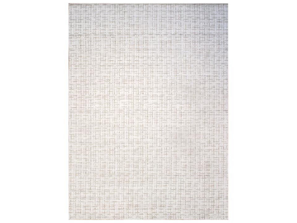Slate Geometric Area Rug Hand-Loomed Bamboo Silk and Wool