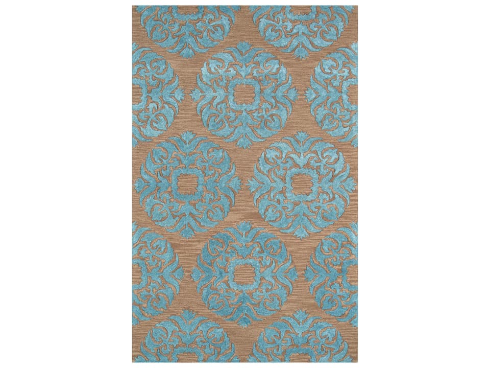 Transitional Damask Hand-Knotted Area Rug in Brown