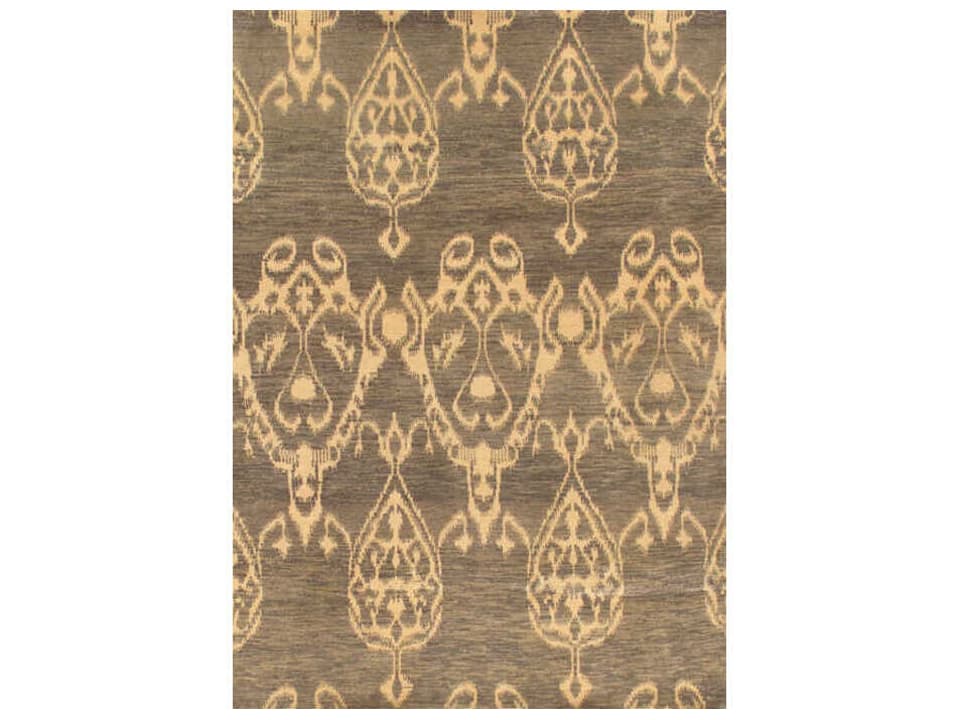 Ikat Hand-Knotted Wool Area Rug 4x6 ft Rectangular