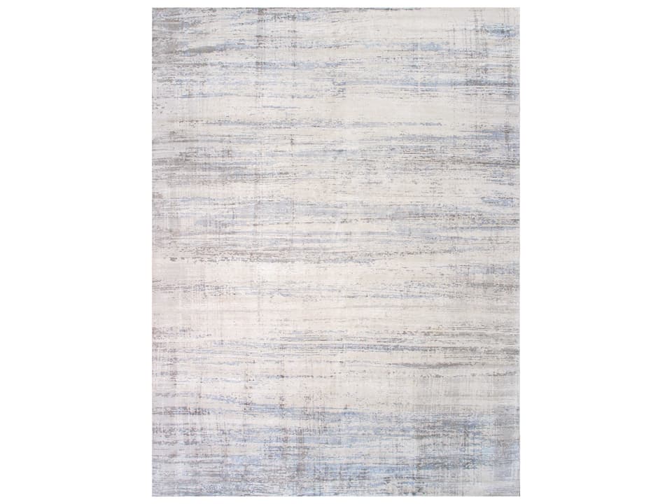 Modern Abstract Area Rug Hand-loomed Bamboo Silk and Wool