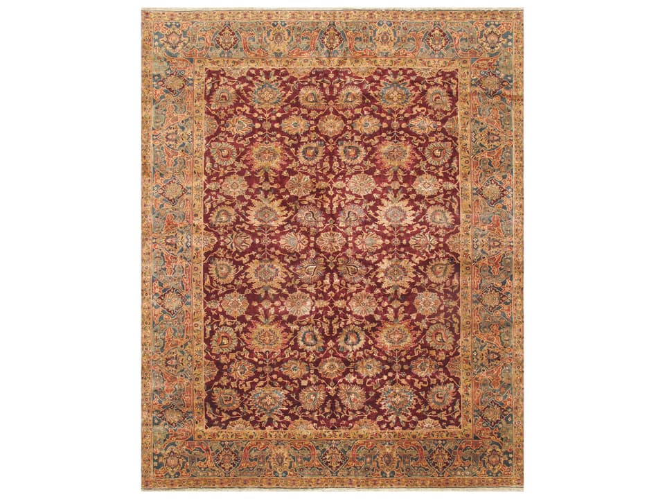 Agra Crown Jewel Hand-Knotted Lamb's Wool Bordered Area Rug