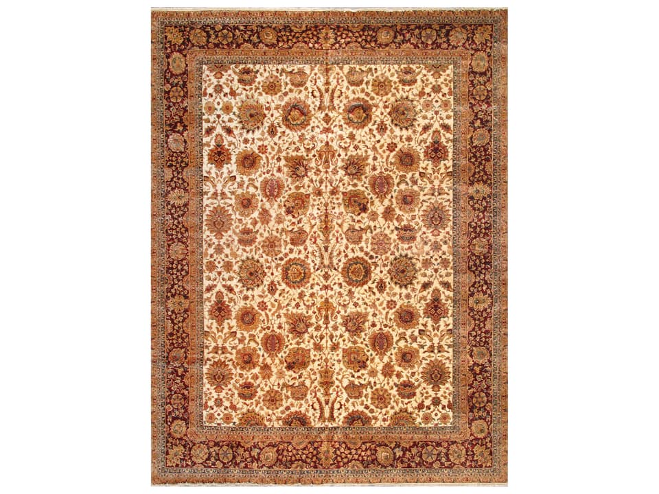 Crown Jewel Agra Hand-Knotted Lamb's Wool Bordered Area Rug