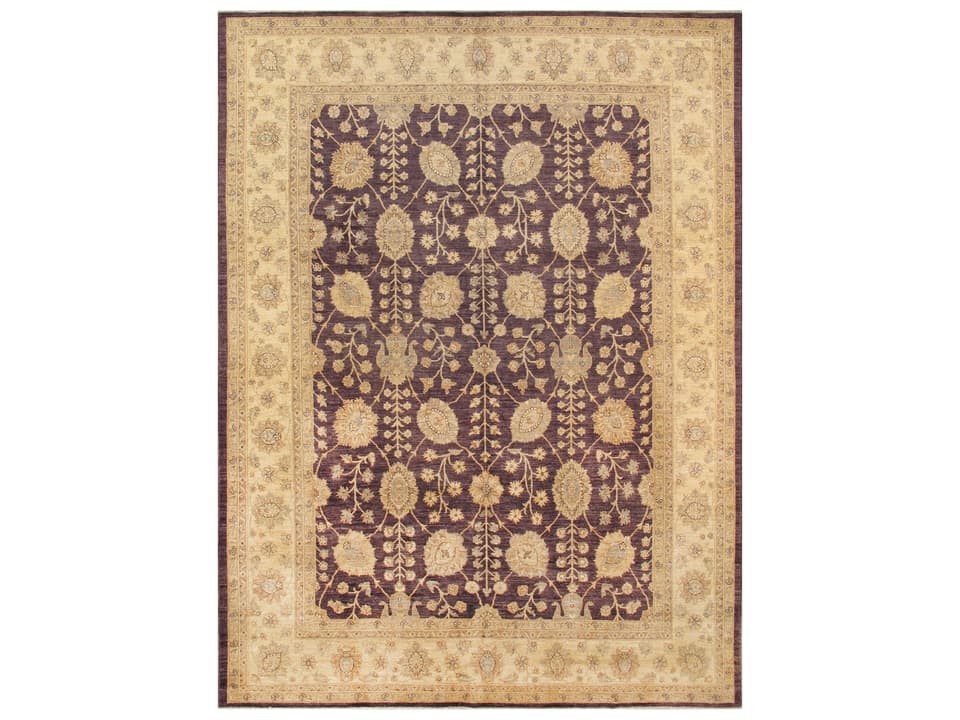 Denver Hand-Knotted Bordered Area Rug in Grey Lamb's Wool