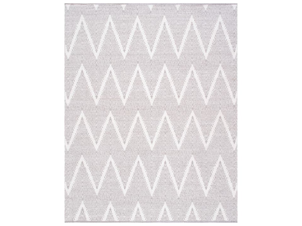 Simplicity Chevron Hand-Woven Cotton Area Rug in Grey Ivory