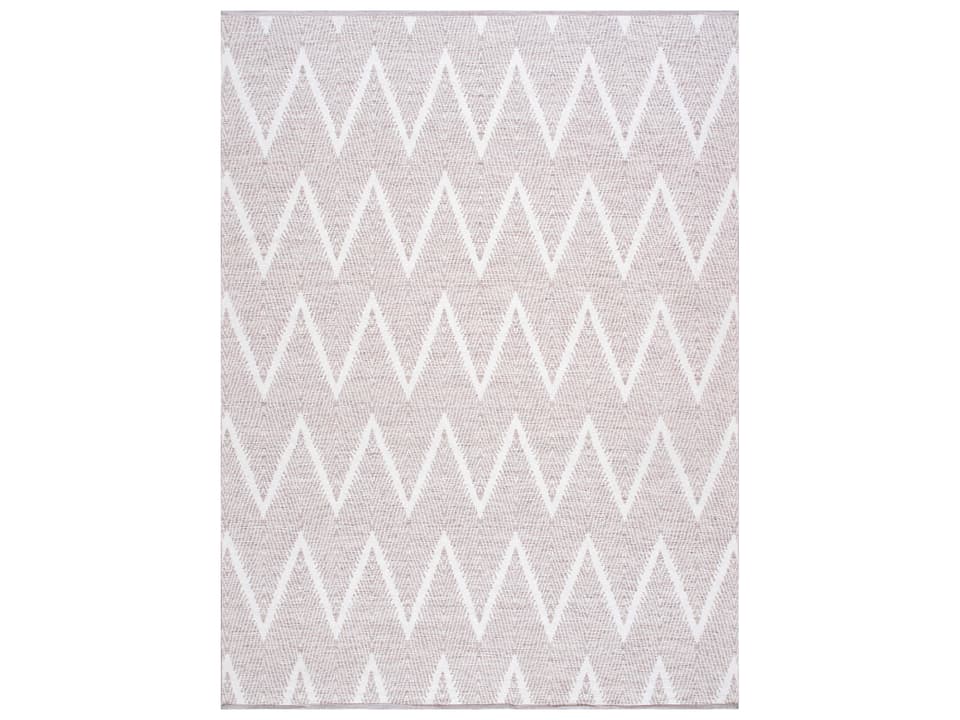 Simplicity Chevron Handwoven Cotton Area Rug in Beige and Ivory