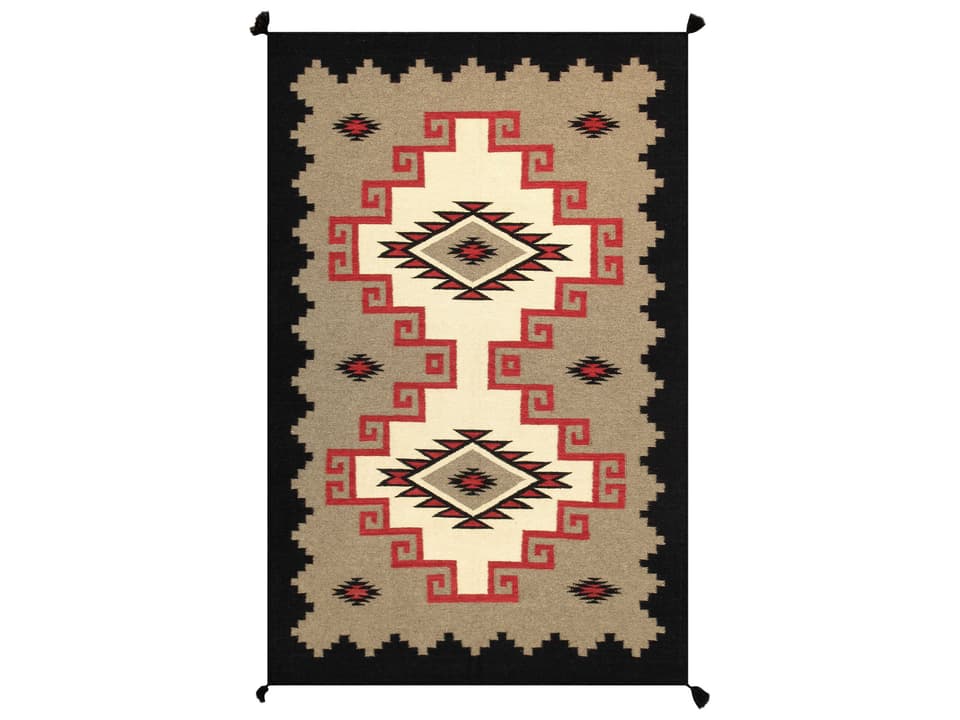 Tuscany Flatweave Southwestern Area Rug in Mocha Black Red White
