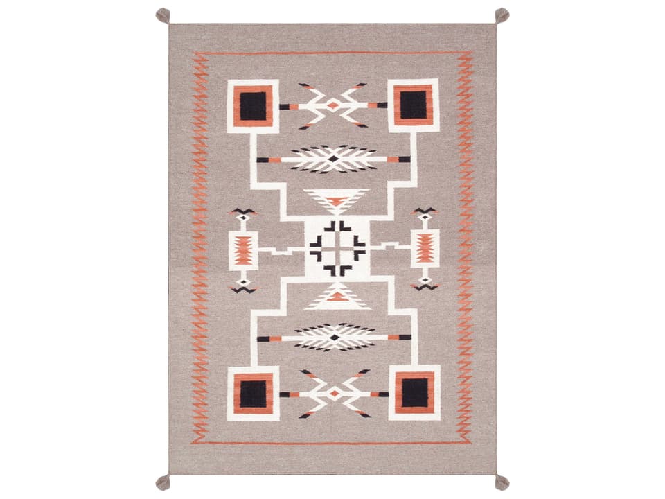 Tuscany Flatweave Southwestern Wool Area Rug in Mocha