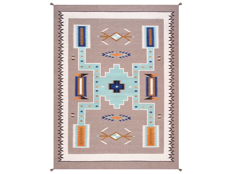 Tuscany Flatweave Southwestern Area Rug in Mocha and Ivory