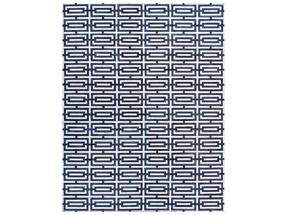 Galaxy Geometric Hand-Loomed Cowhide and Sari Silk Area Rug