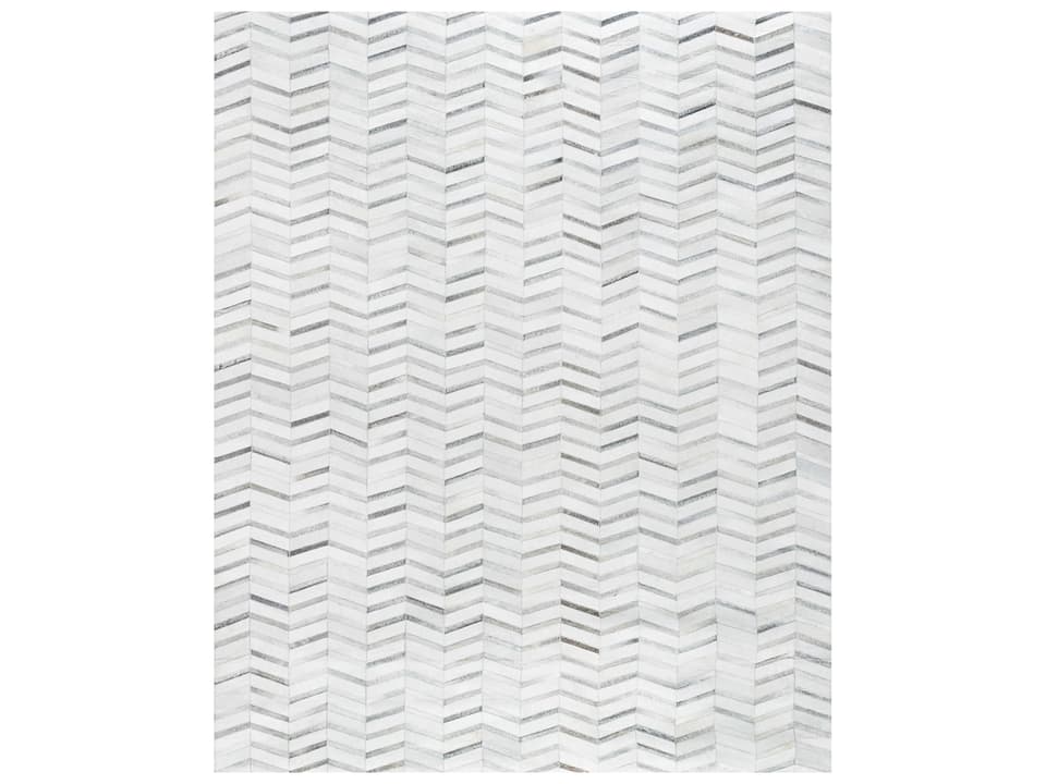 Galaxy Hand-Stitched Cowhide and Sari Silk Area Rug with Chevron Pattern