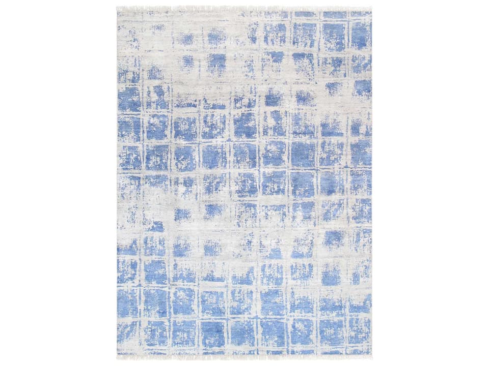 Modern Abstract Hand-Knotted Bamboo Silk Area Rug