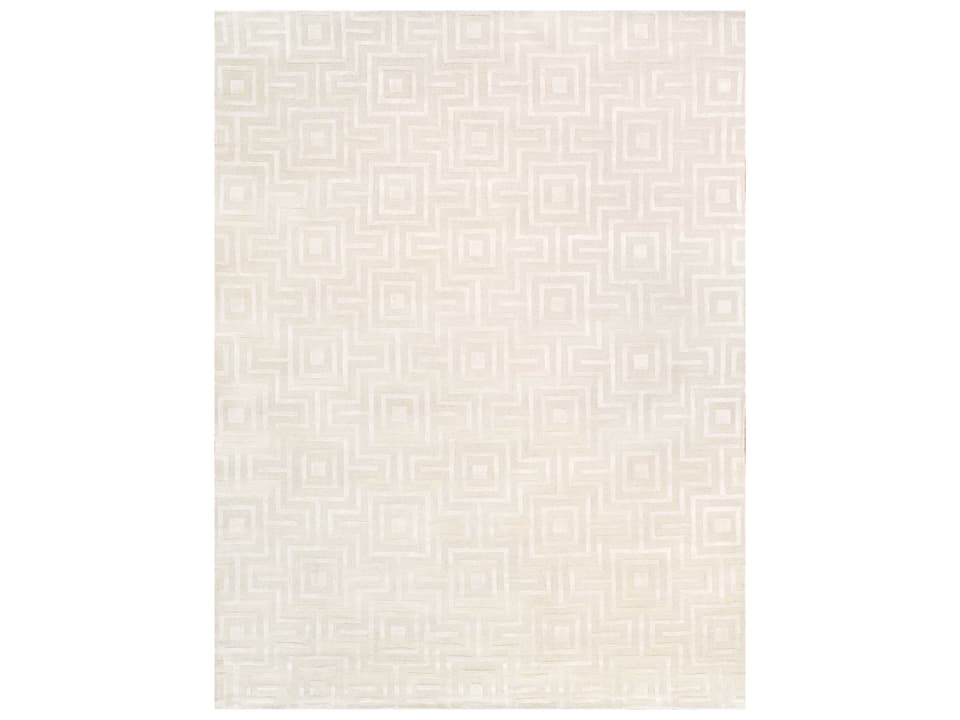 Edgy Geometric Hand-Tufted Runner Area Rug in Ivory