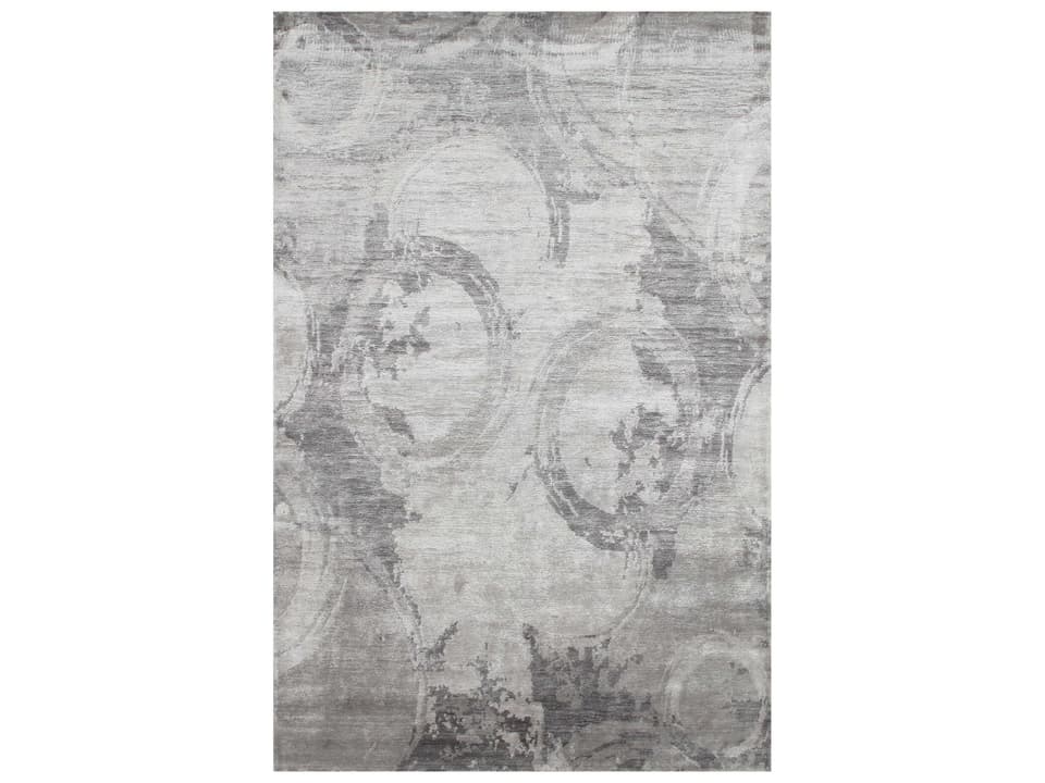 Modern Abstract Hand-Knotted Area Rug in Grey and Silver 5'6" x 8'6"