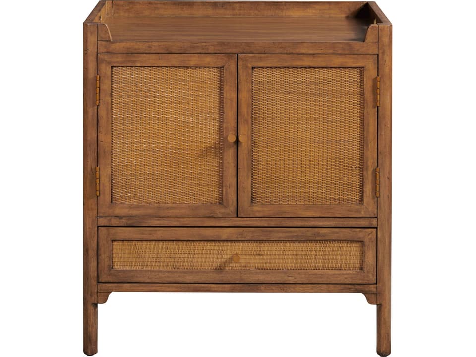 Artisan Accent Chest with Cane Face and Drawer in Brown