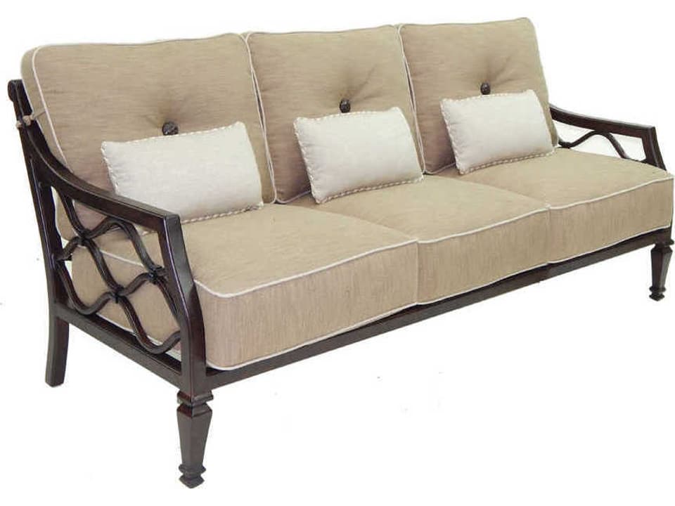 Villa Bianca Deep Seating Cast Aluminum Outdoor Sofa with Three Kidney Pillows