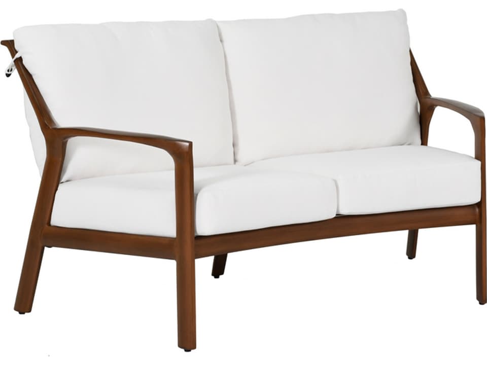 Berkeley Cushioned Crescent Outdoor Loveseat with Aluminum Frame