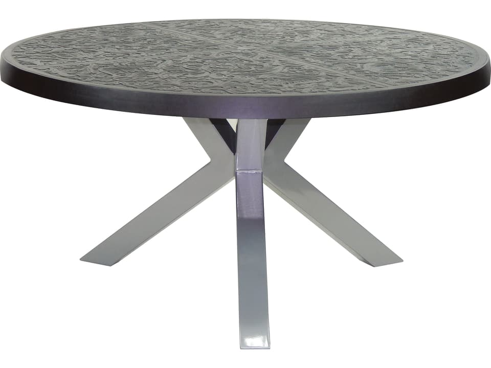 Altra 54-Inch Round Cast Aluminum Dining Table with Umbrella Hole