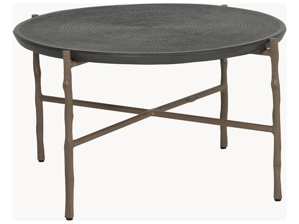 Twig Round Patio Coffee Table in Aluminum