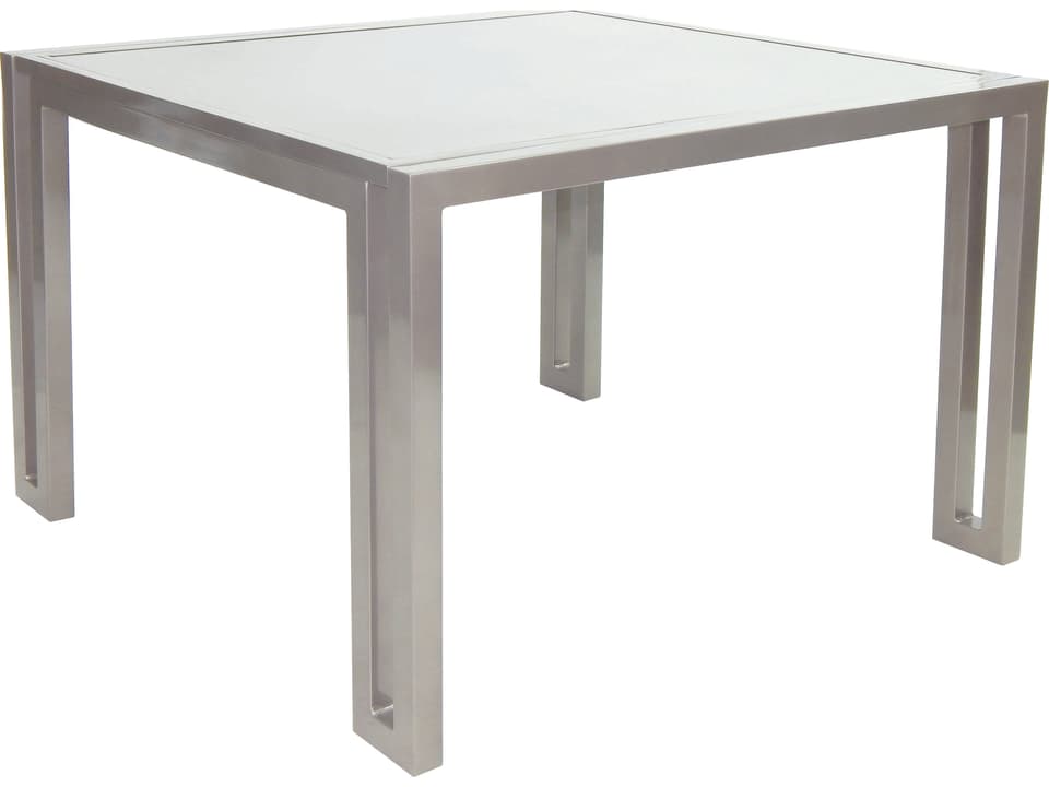 Icon 44-Inch Square Dining Table in Aluminum with Umbrella Hole
