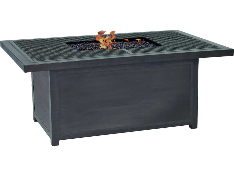 Altra 52-Inch Rectangular Aluminum Fire Pit Coffee Table with Lid
