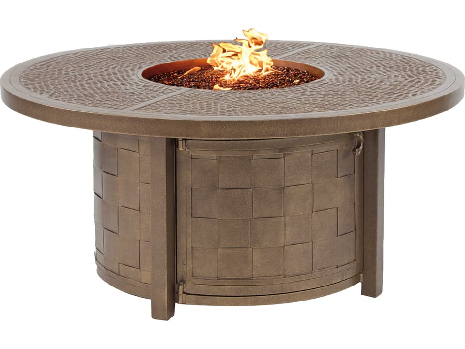 Classical 49-Inch Round Cast Aluminum Coffee Table with Firepit in Custom Finish