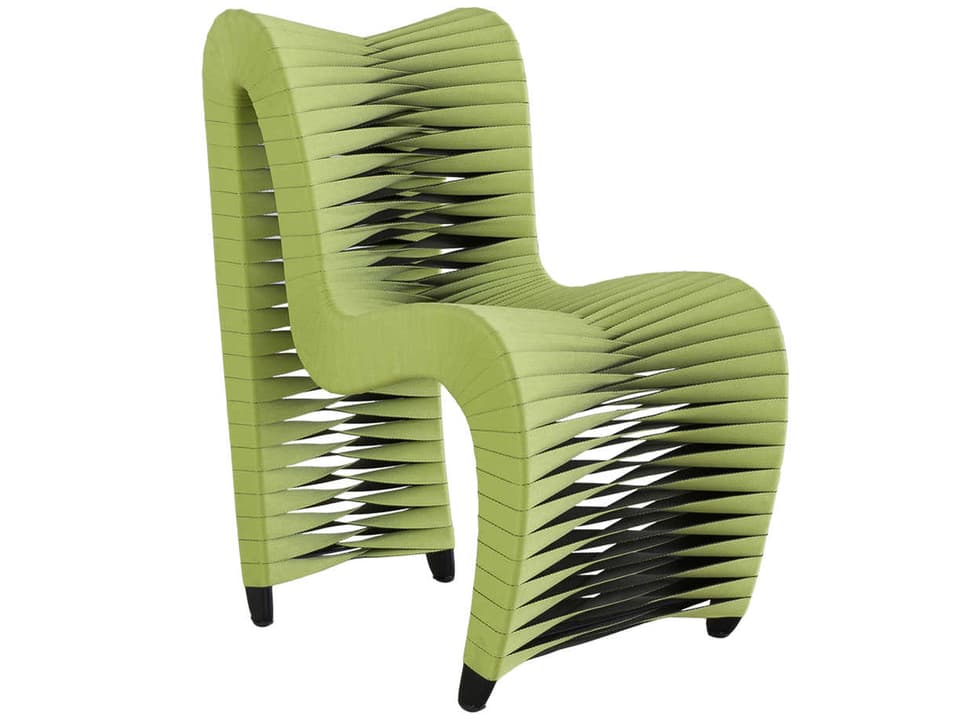 Seat Belt Modern Organic Green Dining Side Chair by Nuttapong Charoenkitivarakorn in Woven Polycotton