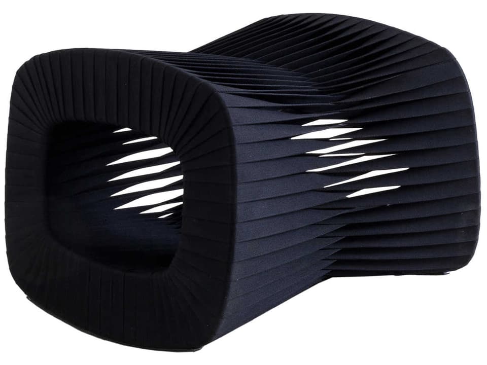 Seat Belt Black Cotton Weave Ottoman by Nuttapong Charoenkitivarakorn