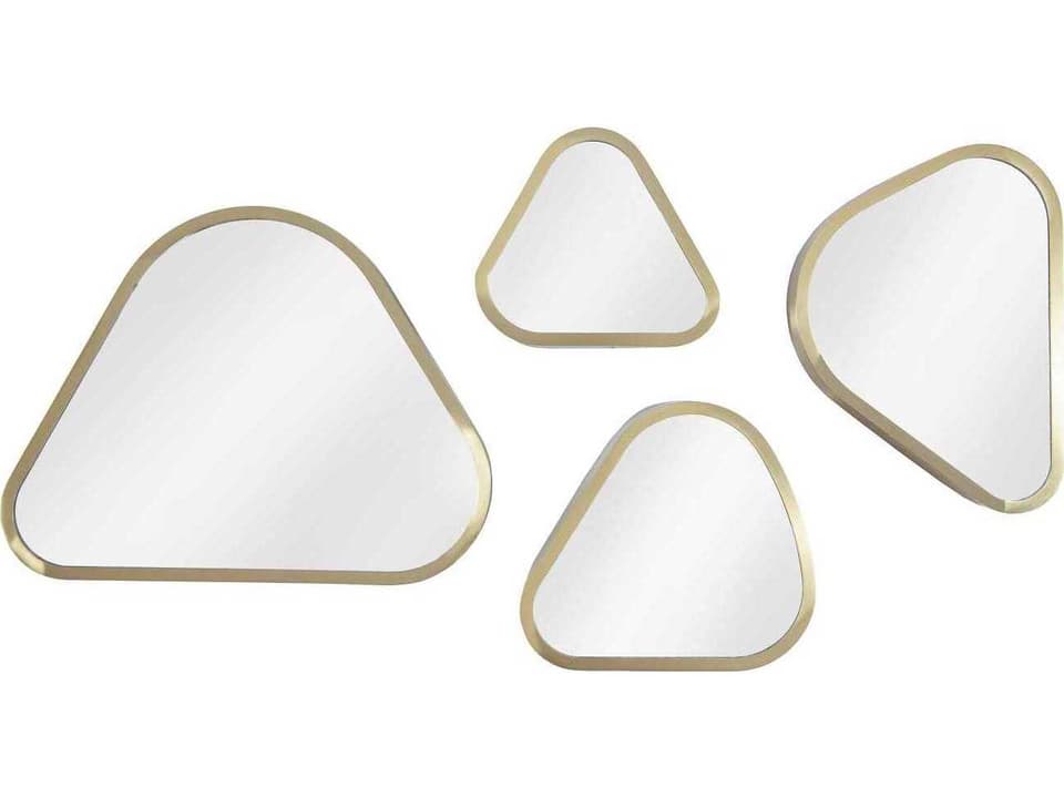 Pebble 4-Piece Brushed Brass Metal Wall Mirror Set