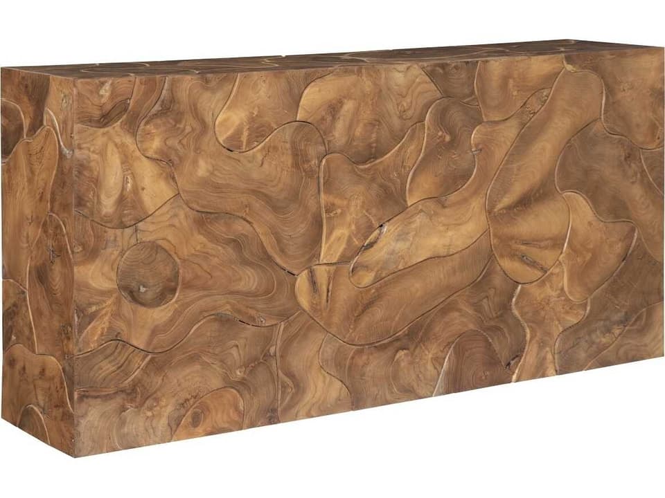 Teak Slice Console Table Sustainable Designs Natural Wood