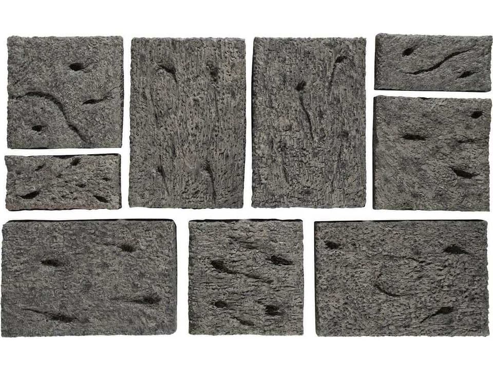 Etched Rock Puzzle Wall Tiles Set of 9 in Gray