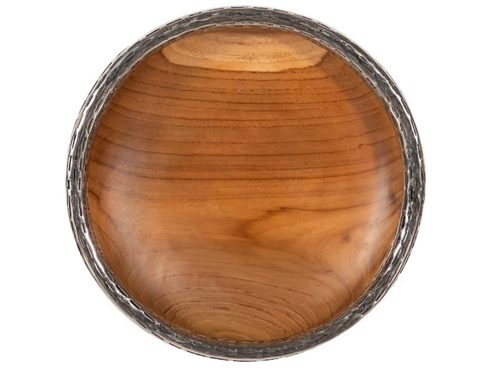 Teak Wood Bowl Wall Art with Metallurgy Edge