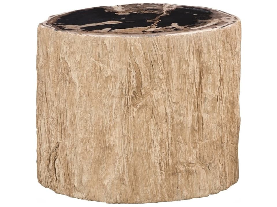 Chaka Petrified Accent Stool in Rough Cream Finish